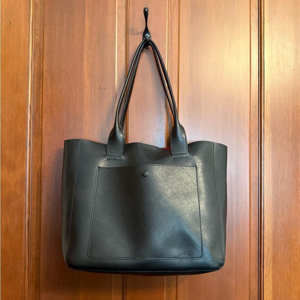 Madewell Black Leather Tote Bag